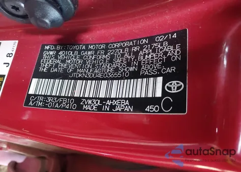 2014 Toyota Prius Three from USA, damaged, VIN JTDKN3DU4E0365510